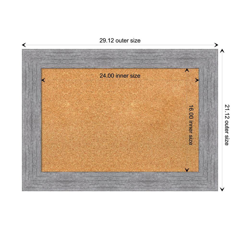Rustic Grey Framed Natural Cork Bulletin Board 32" x 24"