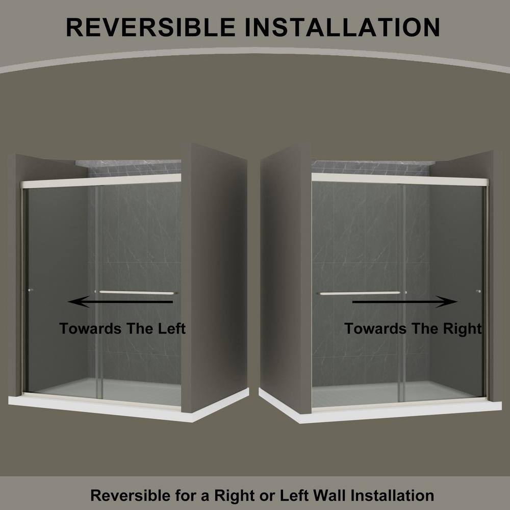 60'' x 70'' Brushed Nickel Framed Sliding Shower Door with Clear Glass