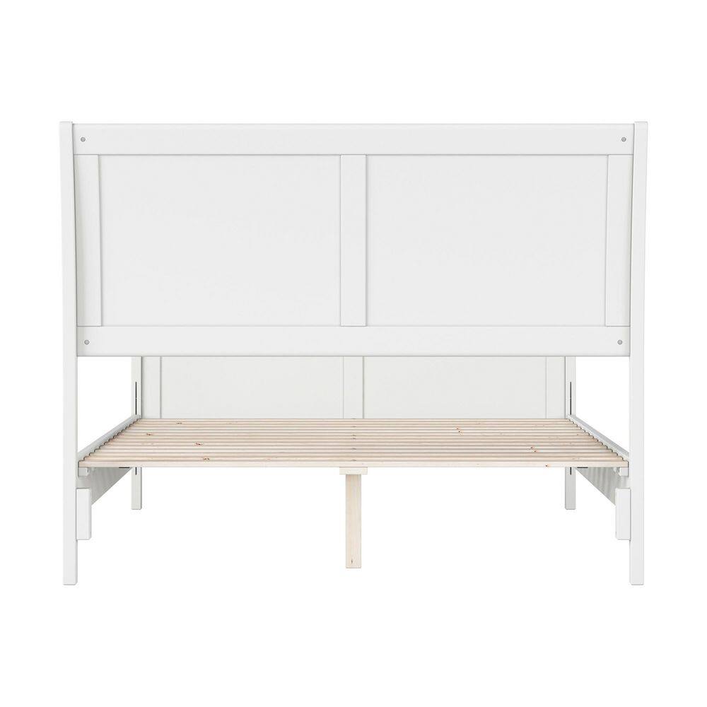 Valencia White Full Sleigh Platform Bed with Wood Frame