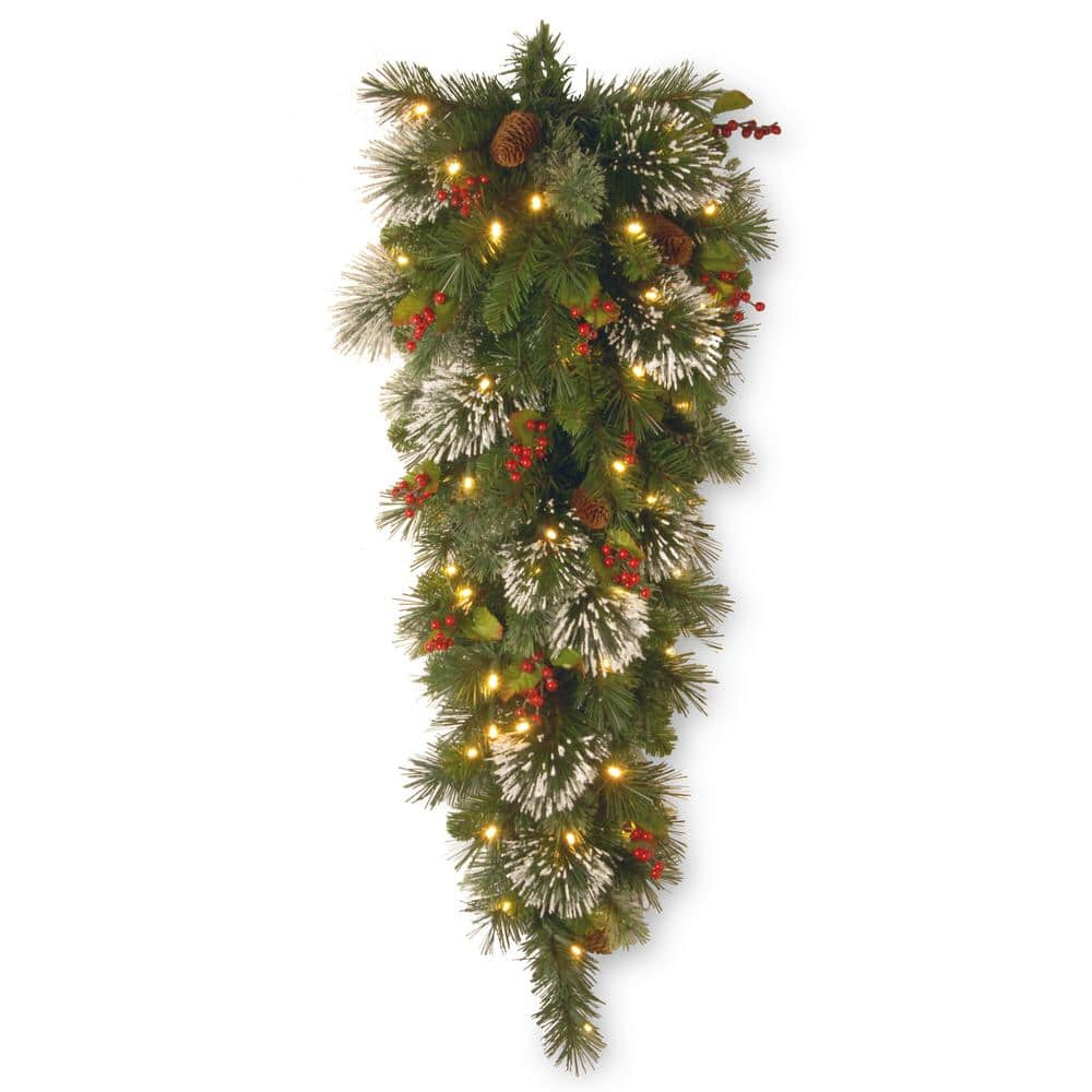 National Tree Company Wintry Pine 48 In. Teardrop With Battery Operated ...