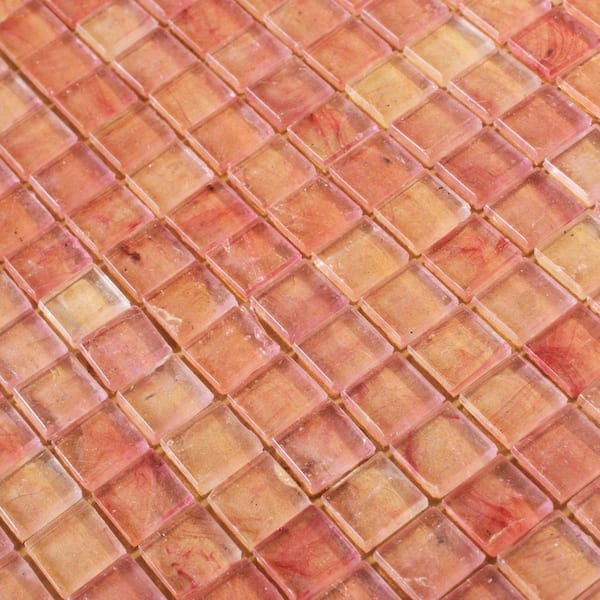 Skosh Glossy Foxy Pink 11.6 in. x 11.6 in. Glass Mosaic Wall and Floor Tile (18.69 sq. ft./case) (20-pack)