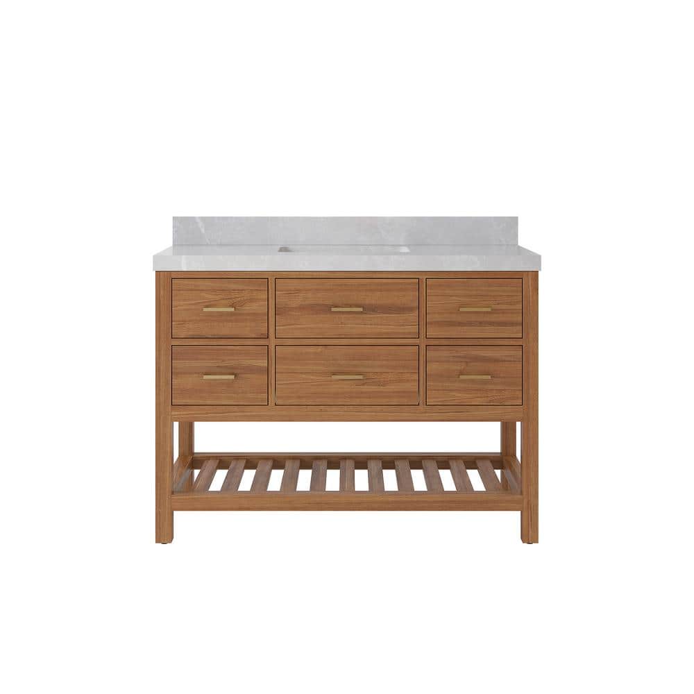 Parker Teak 48 in. W x 22 in. D x 36 in. H Single Sink Bath Vanity in Golden Teak with 2 in. Pearl Gray Quartz Top price history on PriceWatchPro