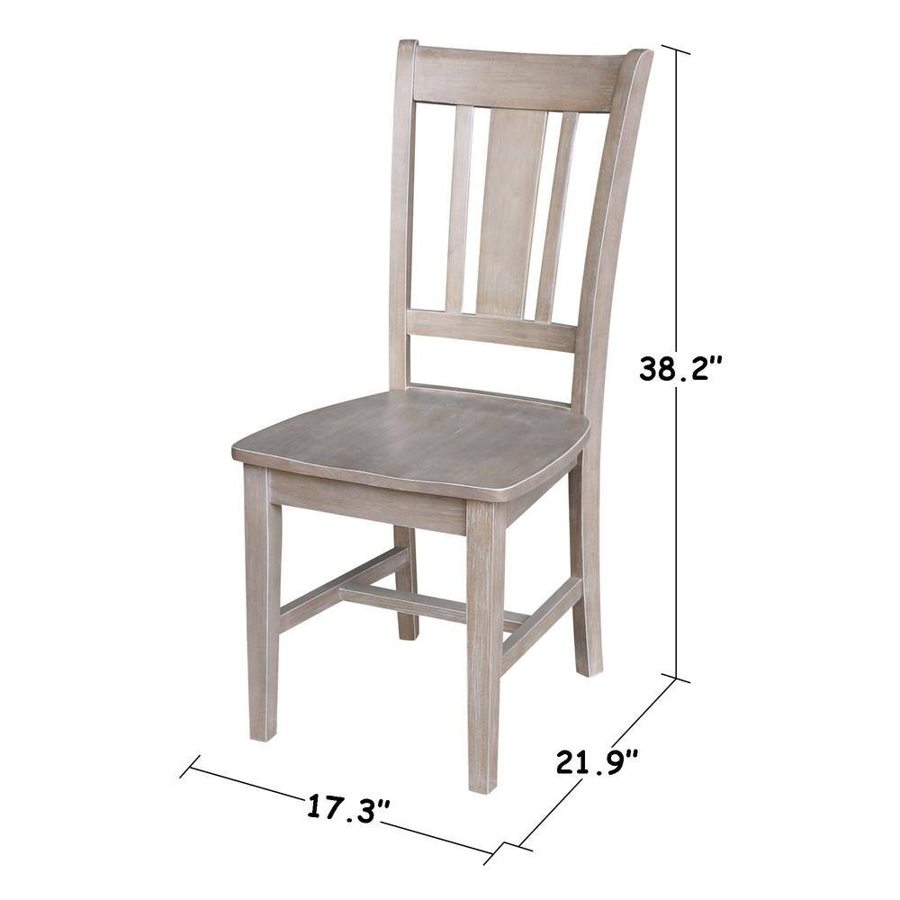 Set of 2 Washed Gray High Back Wood Dining Chairs