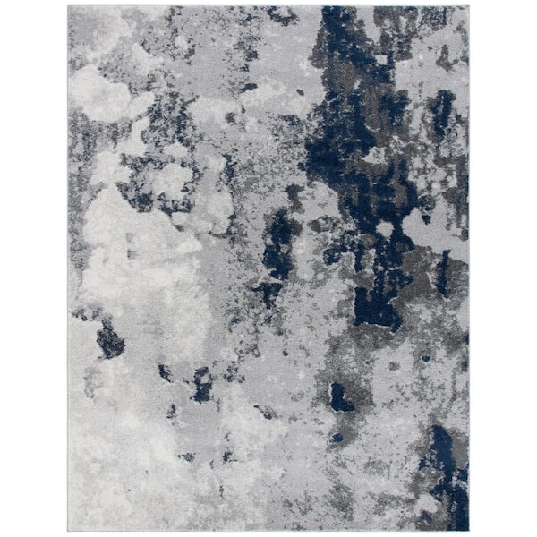 SAFAVIEH Adirondack Navy/Gray 9 ft. x 12 ft. Distressed Abstract Area Rug