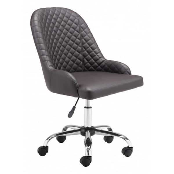 HomeRoots Julia Brown Faux Leather Office Chair with Armless Arms
