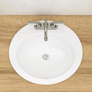 20 in. Drop-In Ceramic Bathroom Sink in White with Integrated Bowl