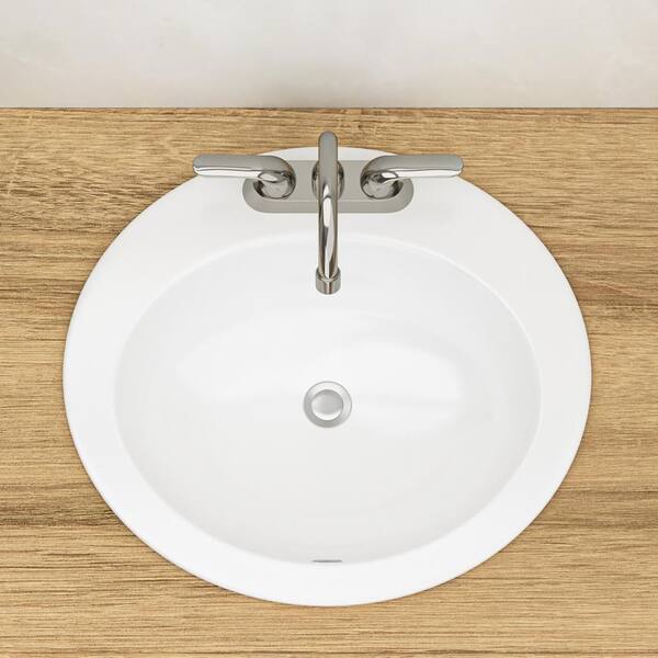 Staykiwi 20 in. Drop-In Ceramic Bathroom Sink in White with Integrated Bowl