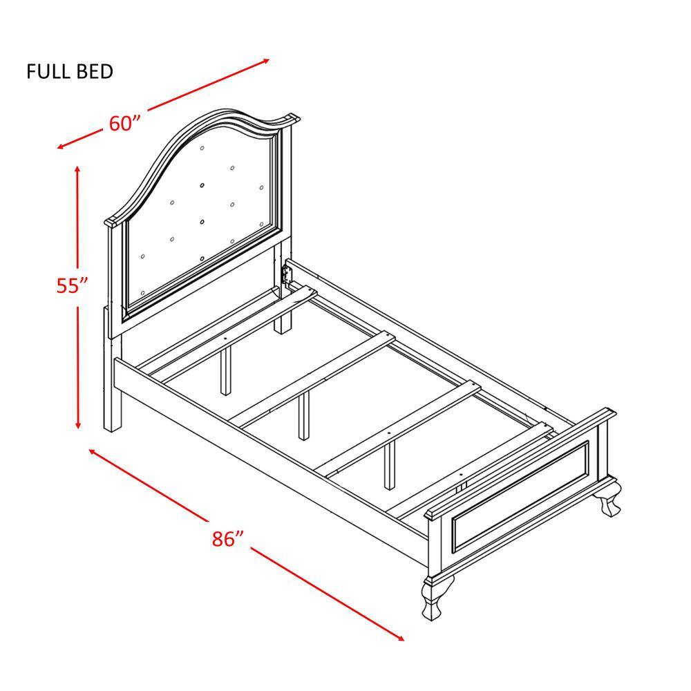 Isabella Full White Upholstered Bed with Pine Frame and Tufted Headboard