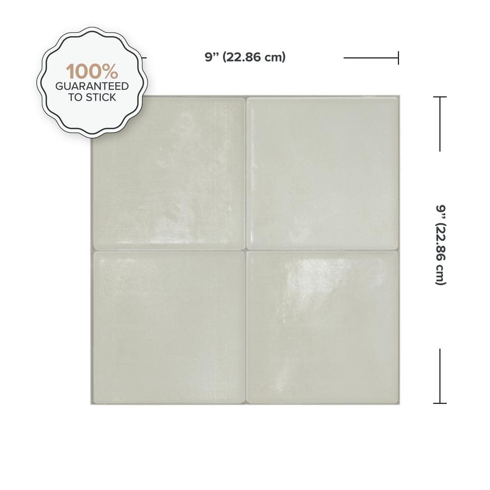 Zellige Zagora 9'' x 9'' Beige Satin Peel and Stick Tiles