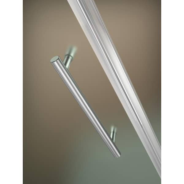 Belmore 45.25 in. to 46.25 in. x 72 in. Frameless Hinged Shower Door with Frosted Glass in Stainless Steel