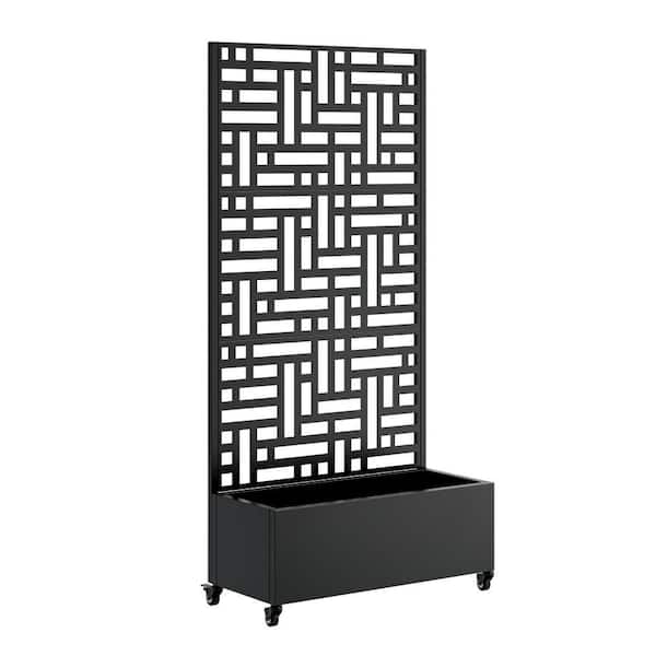 Metal Black Rectangular Outdoor Garden Planter Box with Garden Bed ...