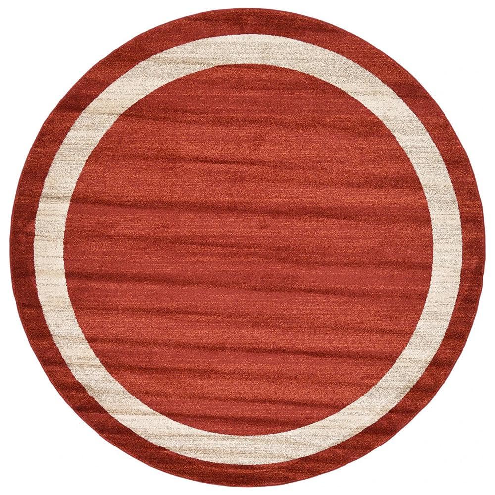 Red Polypropylene 6 ft. x 6 ft. Solid Color Indoor Round Area Rug