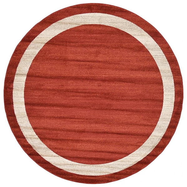 Unbranded Red Polypropylene 6 ft. x 6 ft. Solid Color Indoor Round Area Rug