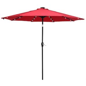 Folding Light 9 ft. Market Tilt Patio Umbrella in Wine Red Color Red