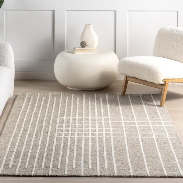 nuLOOM Xyla Striped Grey 9 ft. x 12 ft. Indoor Area Rug CCCH03A