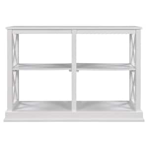 White X- Shaped Console Table, Accent Sofa Table with 3-Tier Open Shelf, Narrow Entry Table for Living Room, Entryway
