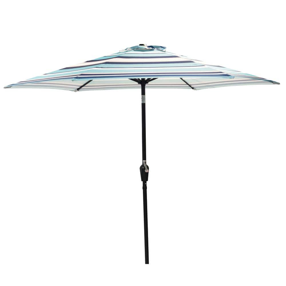 9 ft. Market Patio Umbrella in Striped Blue