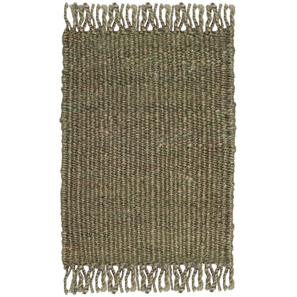 Handmade Green Jute Round Non-slip Area Rug, 30"