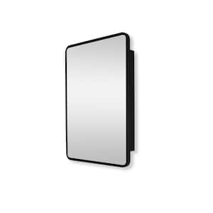 24 in. W x 30 in. H Rectangular Metal Framed Wall Mount or Recessed Bathroom Medicine Cabinet with Mirror in Black