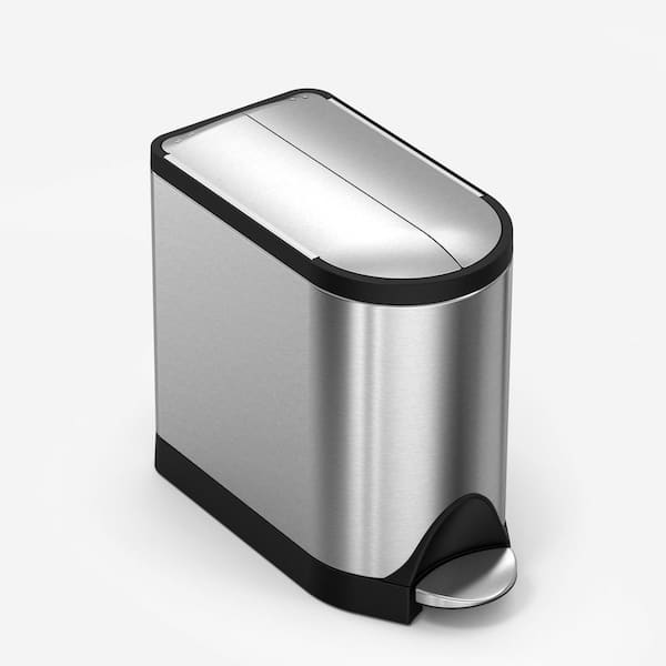 simplehuman 10L Butterfly Lid Bathroom Trash Can, Brushed Stainless Steel
