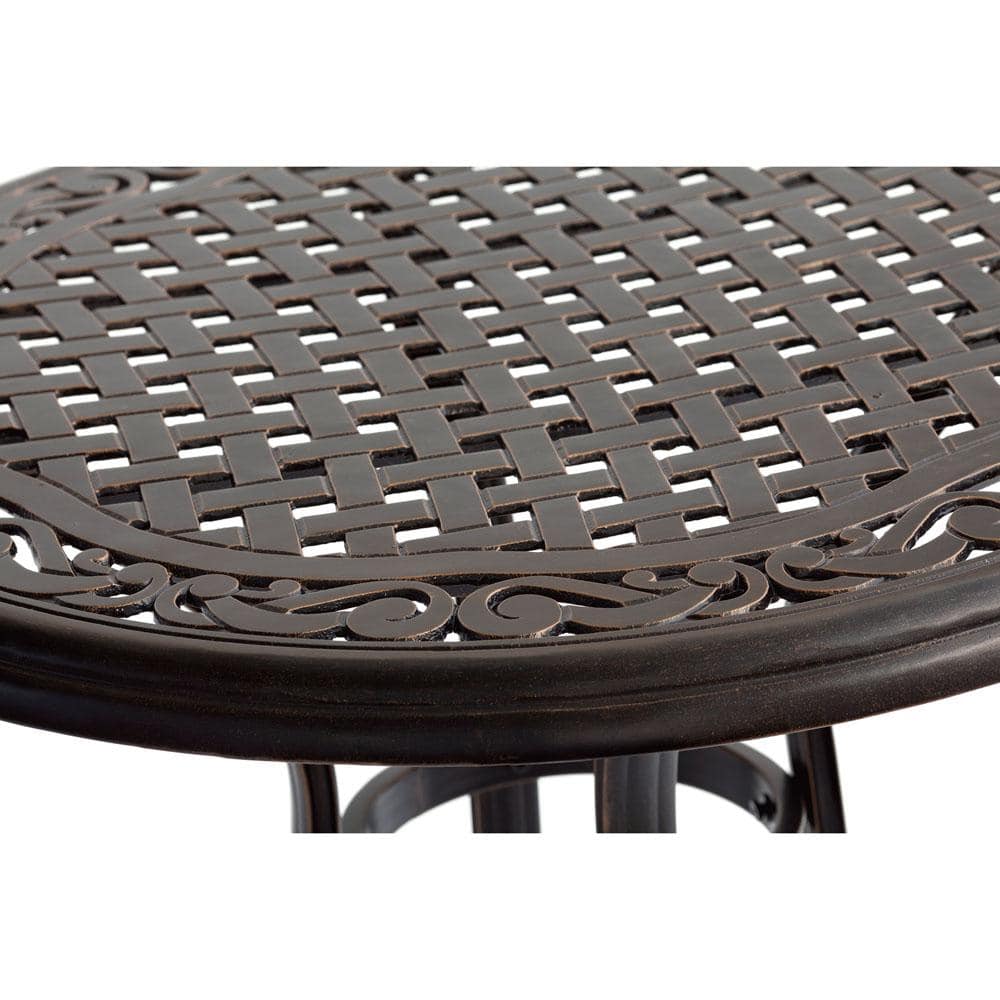Bronze Cast-Aluminum Outdoor Bistro Set with Blue Cushions