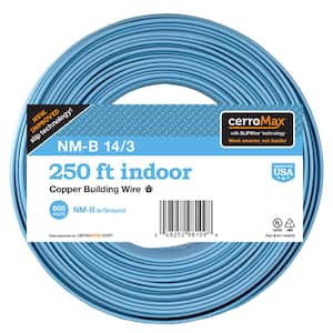 250 ft. 14/3 Light Blue Solid CerroMax SLiPWire Copper NM -B Wire