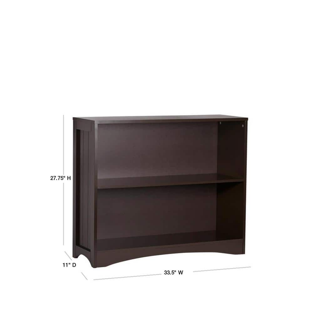 Espresso Beadboard-Inspired Kids' Horizontal Bookcase with Storage Cubes