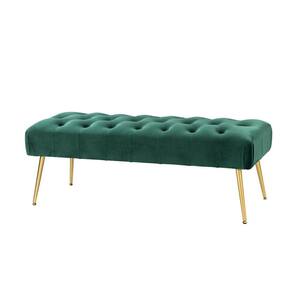 Adela Wide Green Bedroom Bench with Metal Legs 48 in.