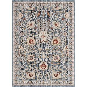 Tenley Creo Vintage Oriental Persian Floral Light Blue 5 ft. 3 in. x 7 ft. 3 in. Area Rug