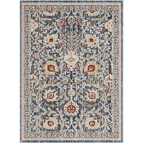 Well Woven Tenley Creo Vintage Oriental Persian Floral Light Blue 7 ft. 10 in. x 9 ft. 10 in. Area Rug