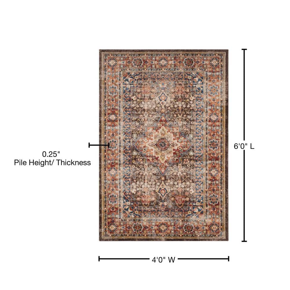 Bijar 4' x 6' Blue and Brown Wool Synthetic Area Rug