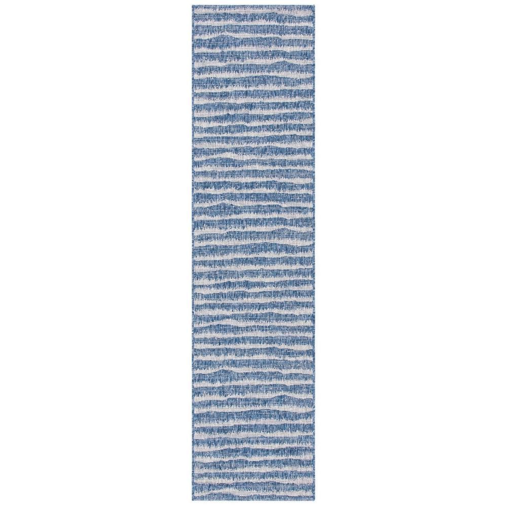 Courtyard Navy/Gray 2 ft. x 9 ft. Wave Striped Indoor/Outdoor Patio  Runner Rug price history on PriceWatchPro