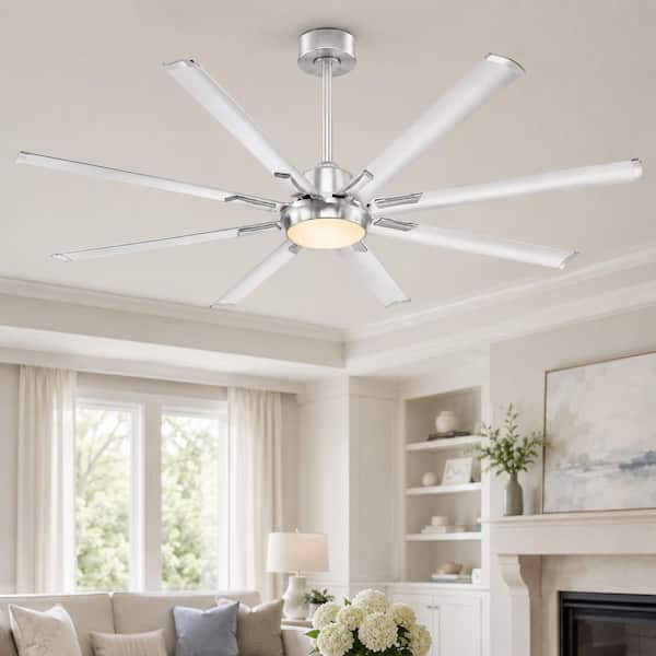 JAZAVA 72 in. Smart Modern Indoor Downrod-Mount Brushed Nickel