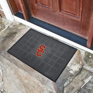 NCAA University of Southern California Black 19.5 in. x 31.25 in. Outdoor Vinyl Medallion Door Mat