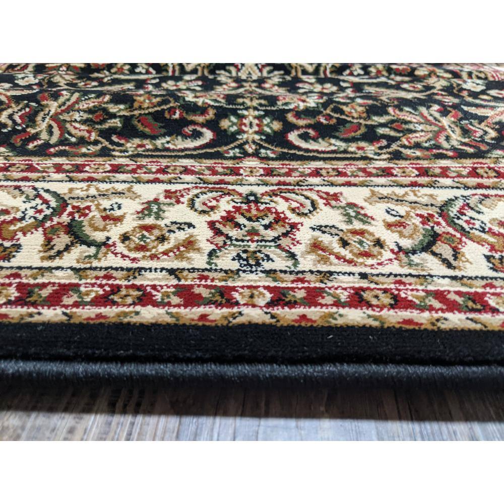 Black and Beige Synthetic Traditional Rectangular Area Rug