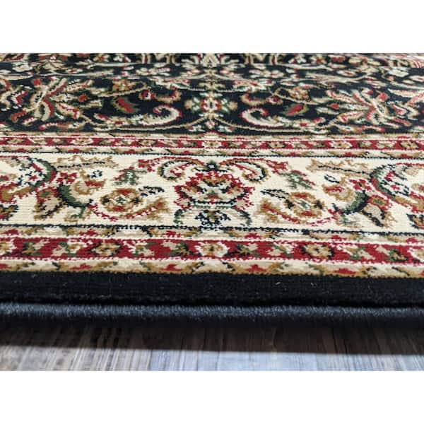 Noble Black 8 ft. x 12 ft. Traditional Floral Oriental Area Rug