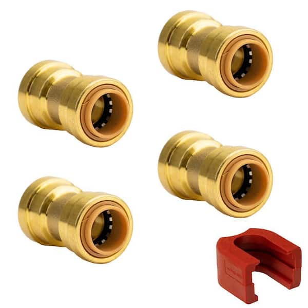 QUICKFITTING 1/2 in. Brass Push-to-Connect Coupling Fitting with SlipClip Release Tool (4-Pack)