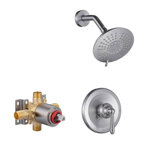 VEVETTA Single Handle 5-Spray Shower Faucet 1.8 GPM with Pressure Balance Valve Included in. Brushed Nickel