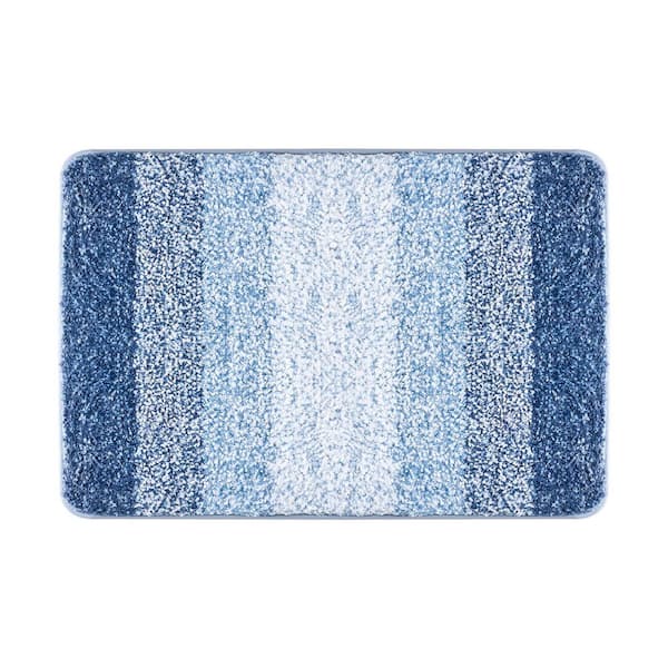 Bathroom Rugs 30 in. x 20 in. Bath Mat Absorbent Soft Microfiber Bathroom Mat with Non-Slip TPE Backing Machine (Blue)