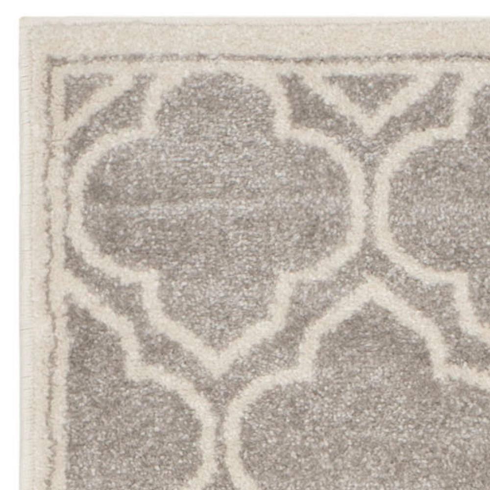 Elysian Grey and Light Grey Hand-knotted Geometric Runner Rug - 2'3" x 13'