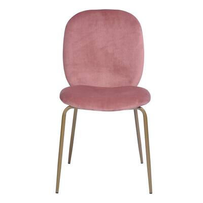 Modern Rose Velvet Upholstered Side Chair Dining Chairs with Golden Legs(Set of 2)