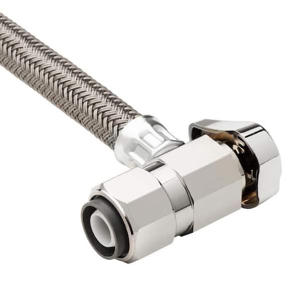 BrassCraft 1/2 in. Nominal Push Connect x 1/2 in. FIP x 20 in. SpeediOne  Braided Faucet Connector and 1/4-Turn Angle Valve G2PS19B200HX F - The Home  Depot