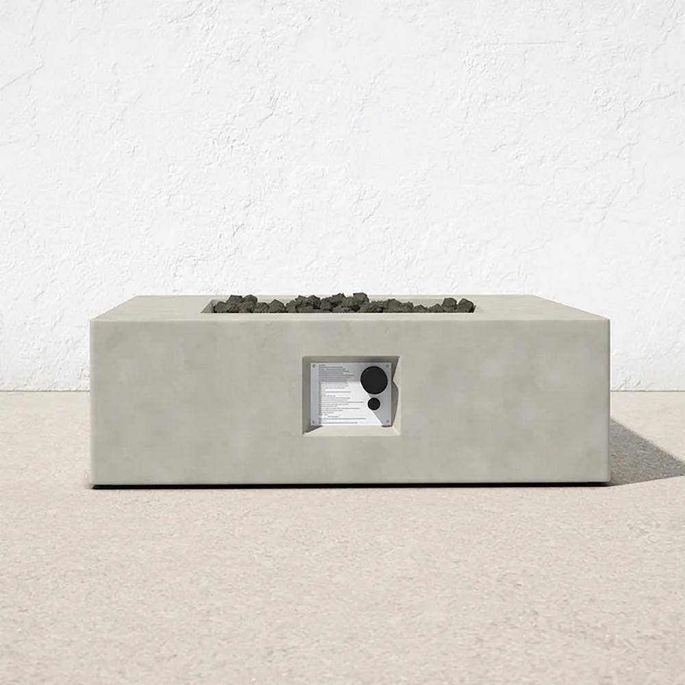 Natural Concrete Square Gas Fire Pit Table