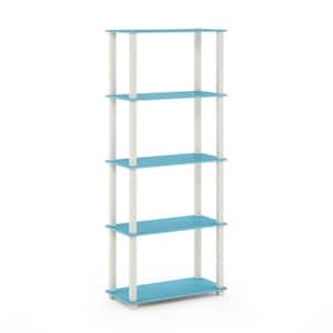 57.4 in. Tall Light Blue/White 5-Shelves Etagere Bookcases