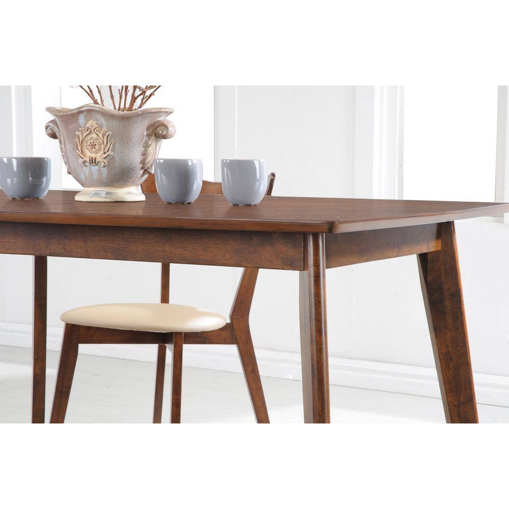 Retro Chestnut Solid Wood Dining Table with Angled Legs