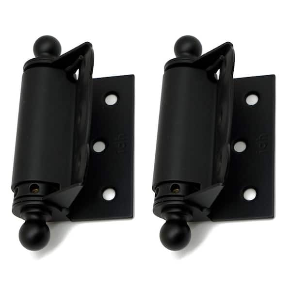 idh by St. Simons 1-1/2 in. x 2-3/4 in. Solid Brass Adjustable Half Surface Screen Door Hinge with Ball Finials in Matte Black(1-Pair)