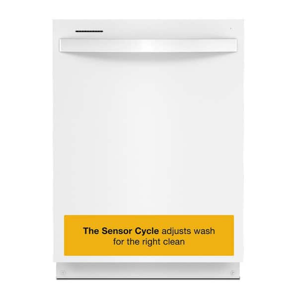 24 in. Hidden Control Built-In Tall Tub Dishwasher in White with 5-Cycles 50 dBA