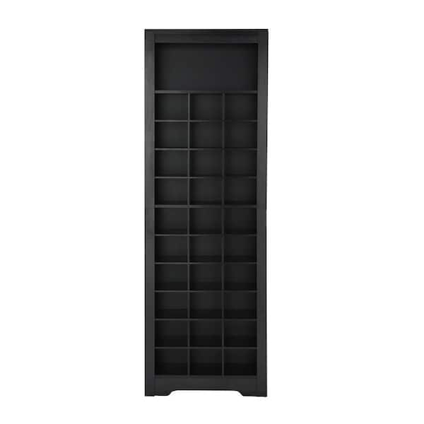 Harper & Bright Designs 47.2 in. H x 47.2 in. W Black Wood Shoe Storage  Cabinet with 4 Flip Drawers, Adjustable Shoe Racks, Grain Pattern Top  LXY038AAB - The Home Depot