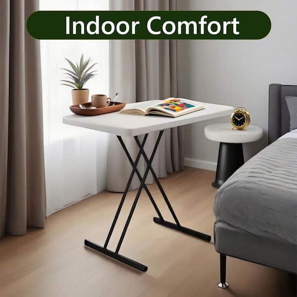 Folding Table 30 in. Small Desk Adjustable Height Utility Foldable Table
