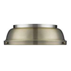 Duncan 14 in. 2-Light Pewter Flush Mount with Aged Bronze Shade
